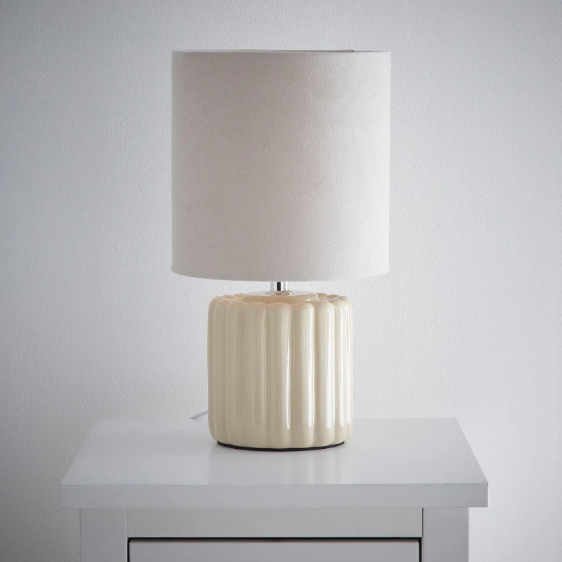 Image of K Living Zoe Cream Ceramic Table Lamp With Matching Velvet Cream unisex One Size