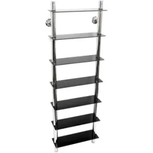 Image of MATRIX - Wall Mounted Glass 266 CD / Media / Bathroom Storage Shelves - Black - Black / Silver