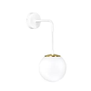 Image of Ognis White Globe Wall Lamp with White Glass Shades, 1x E27