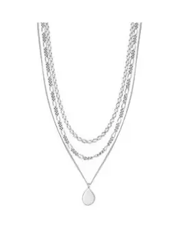 Image of Mood Silver Pearl Chain And Orb Pendant Layered Necklace