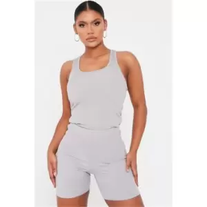 Image of I Saw It First Grey Rib Crop Cycling Shorts - Grey