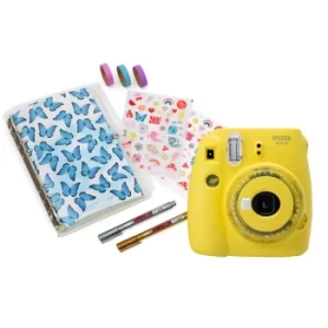 Image of Fujifilm Instax Mini 9 Clear Yellow Instant Camera inc 10 Shots & Instax X Skinny Dip Scrapbook Kit