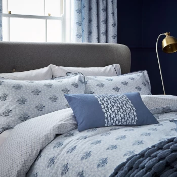 Image of Fable Blue Cotton 'Fleur' Duvet Cover Set - double