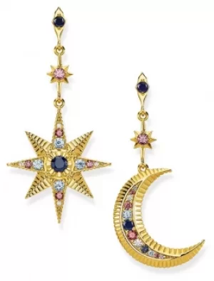 Image of Thomas Sabo Gold Plated Royalty Star And Moon Earrings H2025 Jewellery