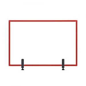 Image of Bi-Office Maya Protector Desktop Board with Clamps and Red Frame Acrylic 1040 x 700 mm