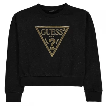 Image of Guess Glitter Logo Sweatshirt - Jet Black P9Z9