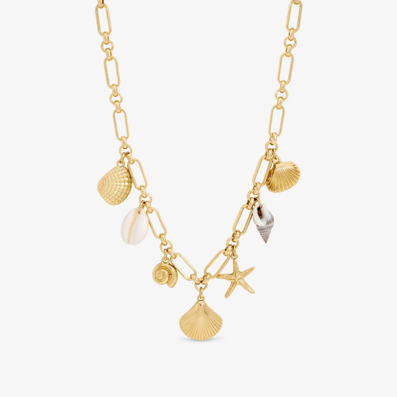 Image of Inicio Gold Plated Real Shell Charm Necklace - Gift Pouch Gold female One Size