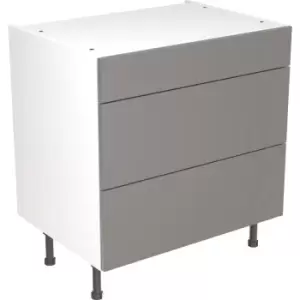 Image of Kitchen Kit Flatpack Slab Kitchen Cabinet Base 3 Drawer Unit Super Gloss 800mm in Dust Grey MFC
