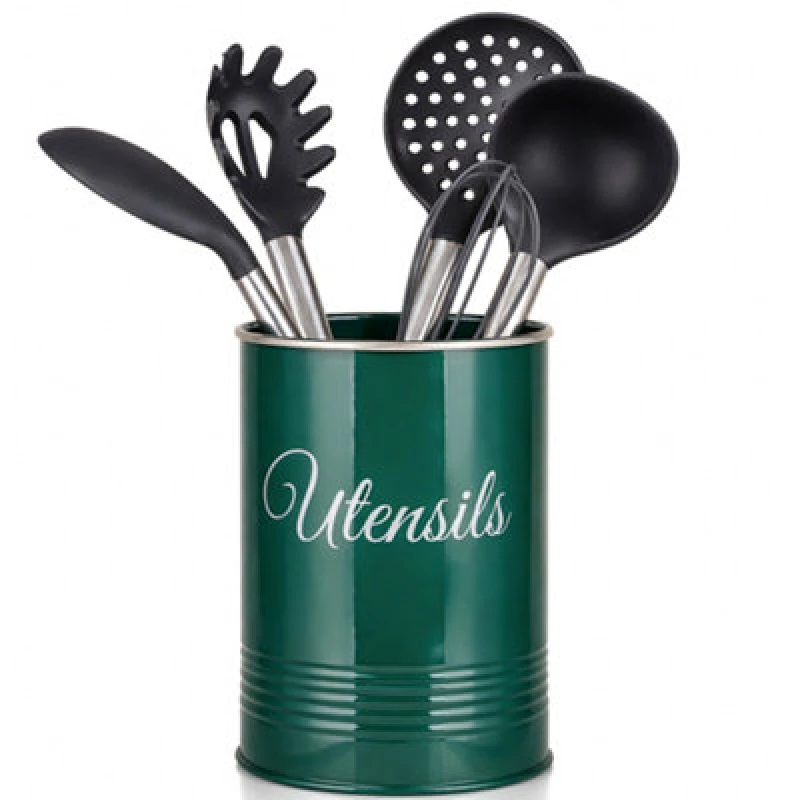 Image of Innoteck Essentials Metal Utensil Crock Holder - Green.
