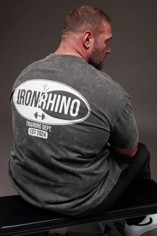 Image of BadRhino BadRhino Men Short Sleeve 'Training Dept' Acid Wash T-Shirt in Grey Size: 4X-Large Grey 4XL Male 5063589212498