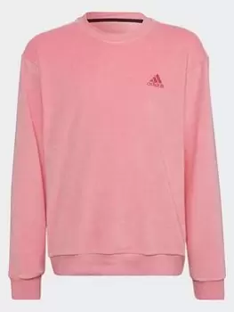 Image of adidas Lounge Velour Regular Sweatshirt, Pink, Size 7-8 Years, Women