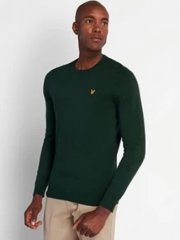 Image of Lyle & Scott Crew Neck Cotton Merino Jumper - Green, Size S, Men