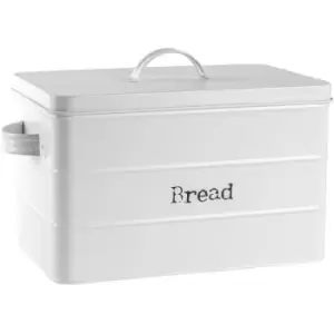 Image of Harbour Housewares - Vintage Metal Kitchen Bread Bin - White