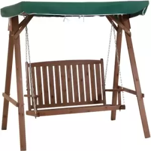 Image of Outsunny - 2 Seater Wooden Garden Swing Chair Outdoor Seat Loveseat Furniture