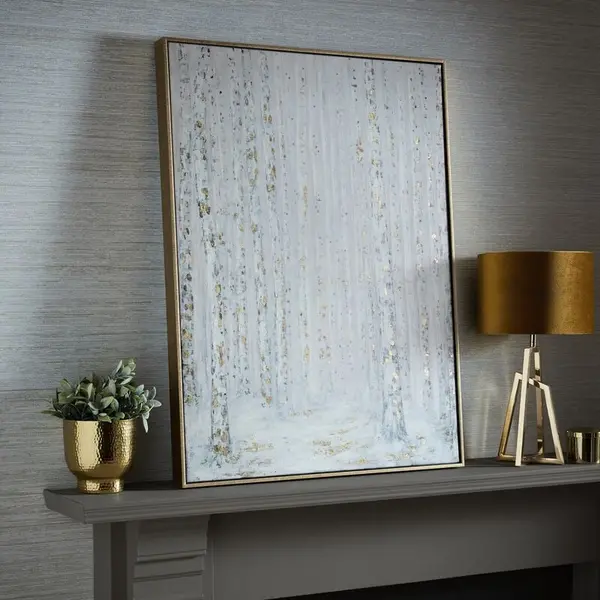 Image of ART FOR THE HOME Art for the Home Beautiful Birch Trees Box Famed Printed Canvas - Pink 113204