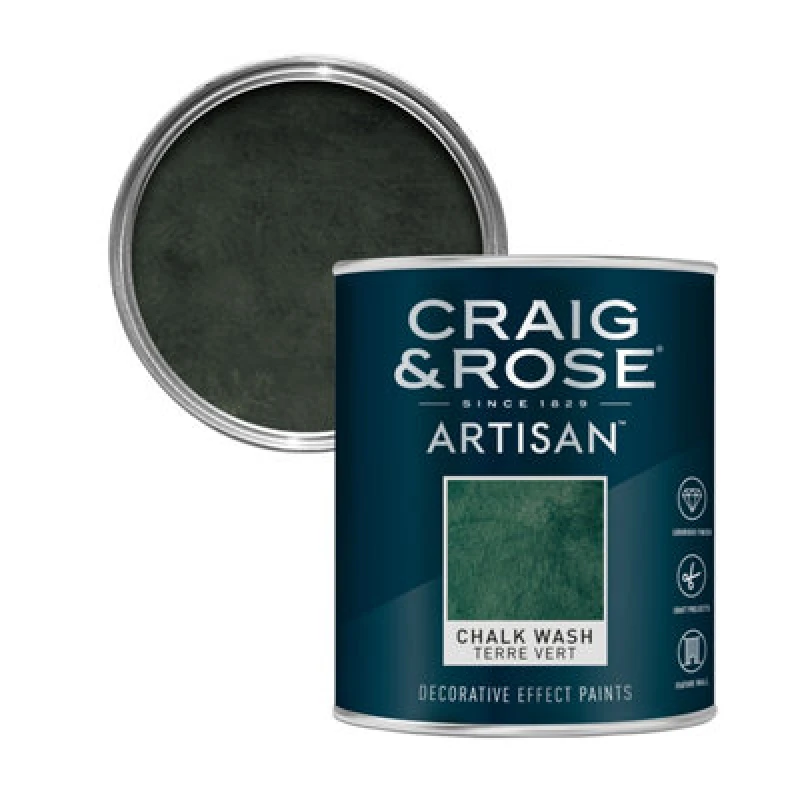 Image of Craig & Rose Artisan Terre Vert Topcoat Chalkwash Paint, 750Ml