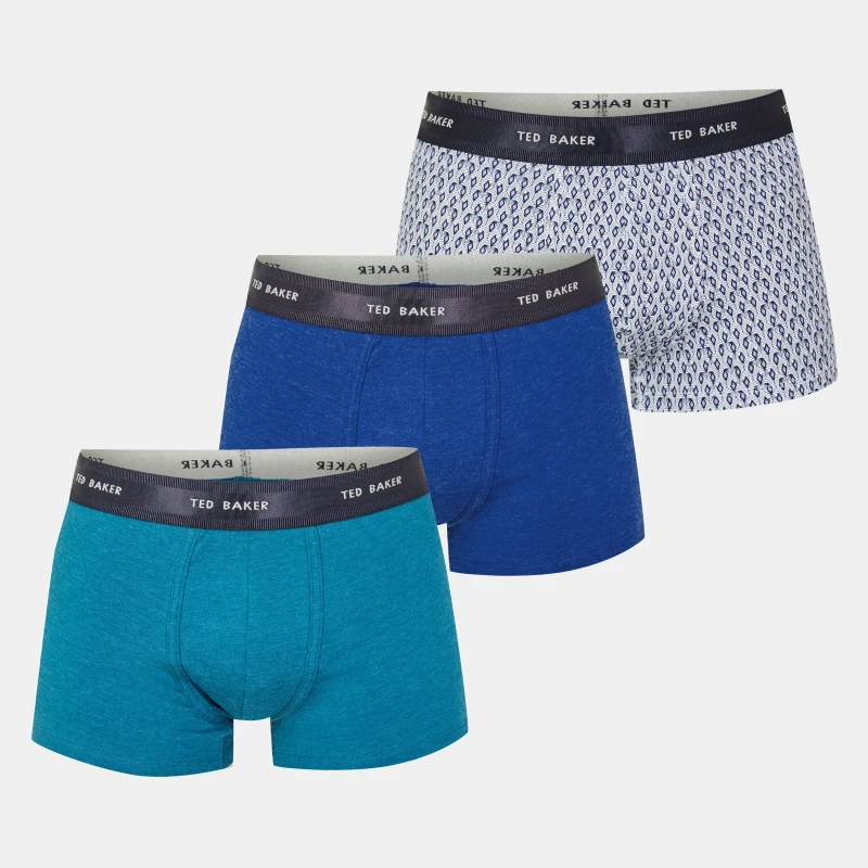 Image of Ted Baker TB 3 Pack Logo Boxer Briefs Mens Nvy/Estte Blue male Small