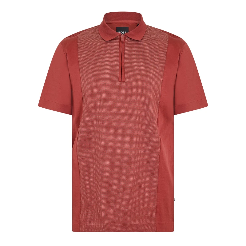 Image of Boss Mens Paras Short Sleeve Polo Shirt Open Brown male S