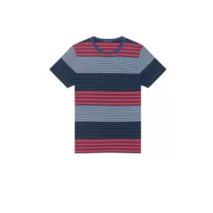 Image of French Connection Dragged Stripe T-Shirt - Blue
