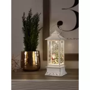 Image of Konstsmide 4364-200 LED lantern Santa Claus and dog Warm white LED (monochrome) White snow-covered, water-filled, incl. switch