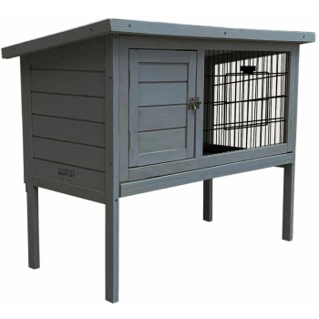 Image of Charles Bentley - FSC Wooden Raised Pet Hutch Guinea Cage Run Cleaning Tray - Grey