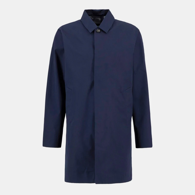 Image of Barbour Mens Lorden Thigh Length Long Sleeve Button Mac Navy NY75 male L