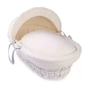 Image of Clair de Lune Dimple White Wicker Moses Basket - Cream