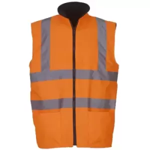 Image of Yoko Mens Workwear Hi-Vis Reversible Fleece Vest / Jacket (Pack of 2) (S) (Hi Vis Orange) - Hi Vis Orange
