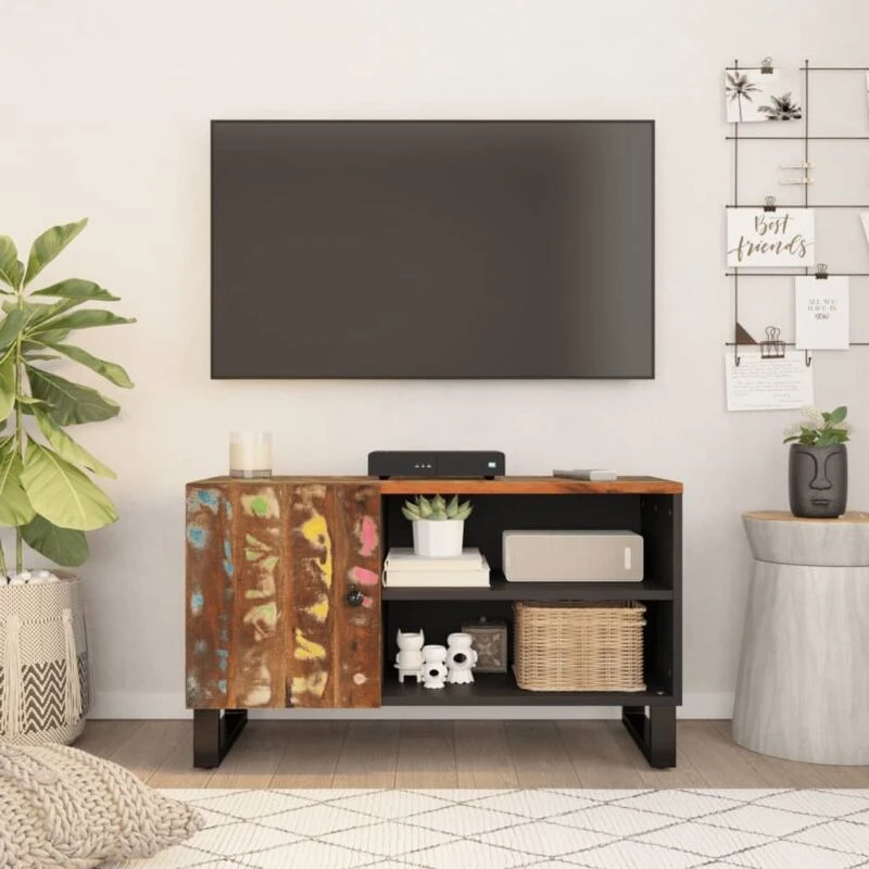 Image of VIDAXL TV Cabinet 80x33x46cm Solid Wood Reclaimed&Engineered Wood Vidaxl 8720845724672