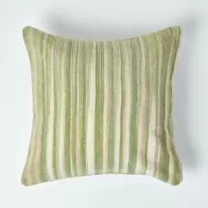 Image of HOMESCAPES Cotton Chenille Tie Dye Green Cushion Cover, 45 x 45cm - Green