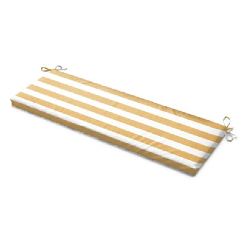 Image of Luxury Living Wide Striped Garden Bench Seat Pad Yellow