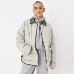 Image of Missguided Quilted Os Shacket - Green