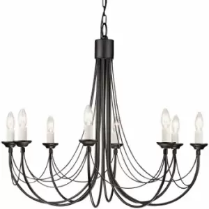 Image of 8 Bulb Chandelier LIght Gothic Style Ivory Colour Candle Tube Black LED E14 60W