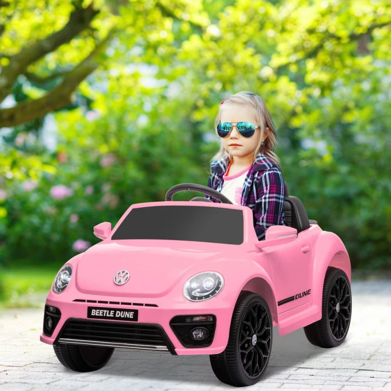 Image of AIYAPLAY Volkswagen Beetle Licensed 12V Ride on Car w/ Remote Control - Pink TJ Hughes White 5063603532663