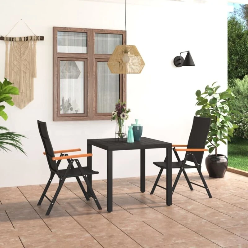 Image of VIDAXL 3 Piece Garden Dining Set Black and Brown Vidaxl 8720286228487