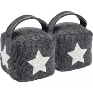 Image of Nicola Spring - Herringbone Door Stops - 16 x 16cm - Star - Pack of 2