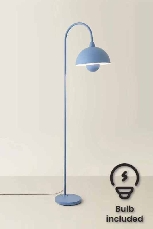 Image of ValueLights ValueLights Tilly Pastel Arched Dome Shade Metal Floor Lamp with LED Bulb in Blue Blue One Size Unisex 5059406065866