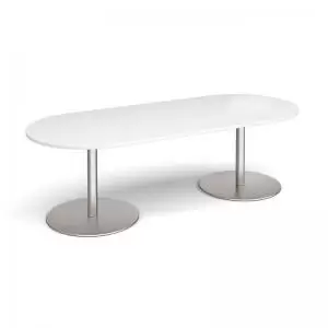 Image of Eternal radial end boardroom table 2400mm x 1000mm - brushed steel
