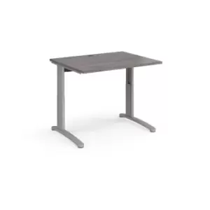 Image of Dams TR10 height settable straight desk 1000mm x 800mm - silver frame, grey oak