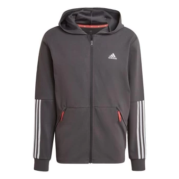 Image of adidas AEROREADY Motion Sport Full-Zip Hoodie Mens - Grey Six