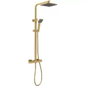 Image of Square Bar Mixer Shower with Shower Kit and Fixed Head - Brushed Brass - Nuie