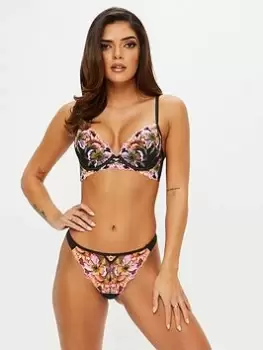 Image of Ann Summers Knickers Wildflower Thong - Black, Size 22, Women