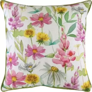 Image of Wild Flowers Ava Square Cushion Multicolour, Multicolour / 43 x 43cm / Polyester Filled