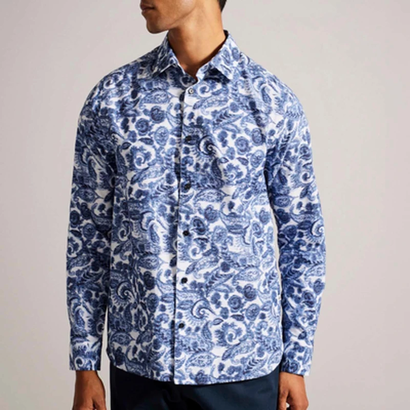 Image of Ted Baker Uldale Long Sleeve Paisley Shirt - White White M