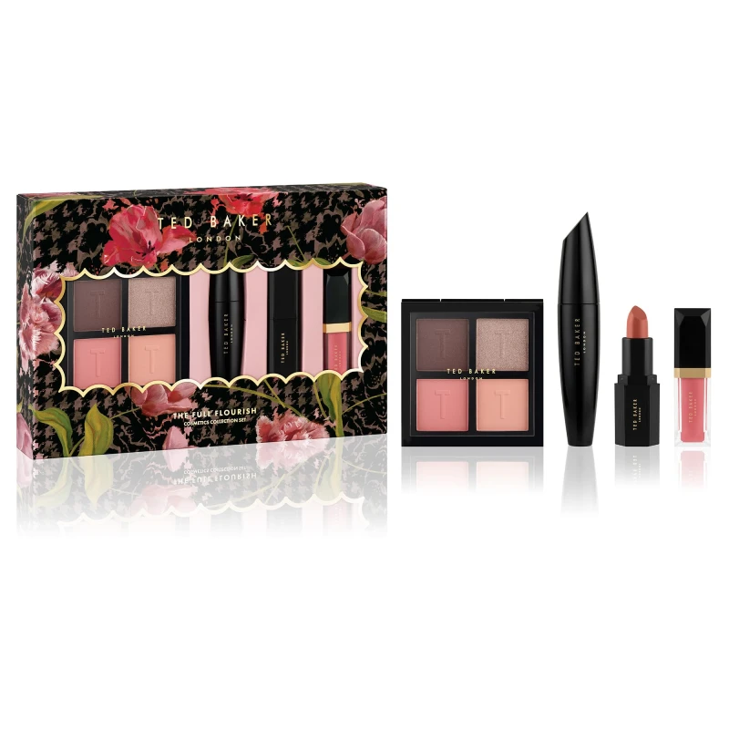 Image of Ted Baker The Full Flourish Christmas Collection Set Gift Set 1x 4 Eyeshadow Palette + 1x Lipstick + 1x Mascara + 1x Lipgloss