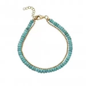 Image of Sterling Silver Gold Plated Blue Magnesite Multi Stone Layered Bracelet B5245T