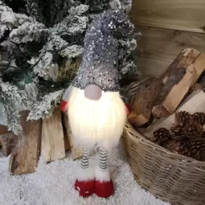 Image of 66cm Tall Christmas Gnome Gonk Nordic Decoration Grey Sequin Hat Standing