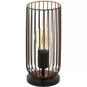 Image of Small Table Lamp Desk Light Black & Copper Cage Shade 1 x 60W E27 Bulb