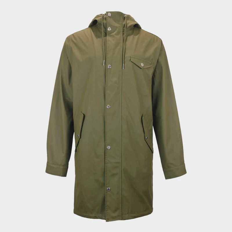 Image of Jack Wills Mens Fisher Water and Wind Resistant 2.5 Layer Long Sleeve Rain Anorak Olive male S
