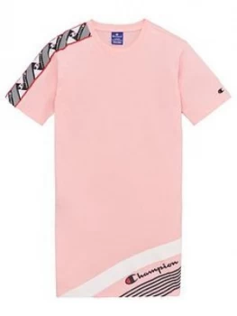 Image of Champion Girls Taped T-Shirt Dress - Pink
